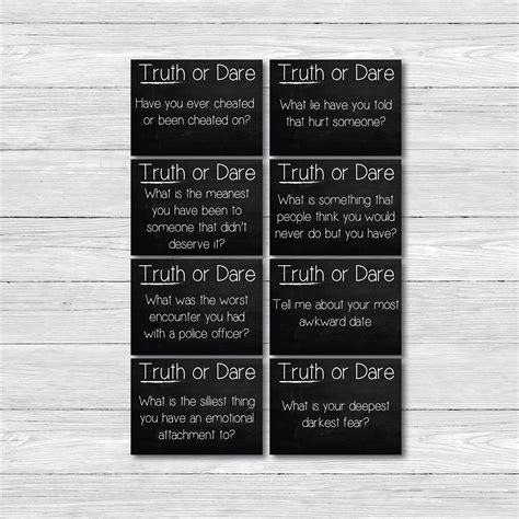 Truth Or Dare Cards Printable
